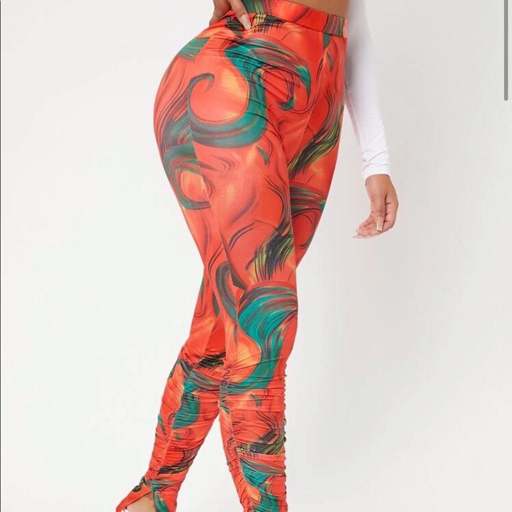 Shein orange legging split hem